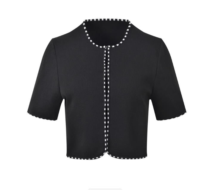Women's black embroidered two-piece suit