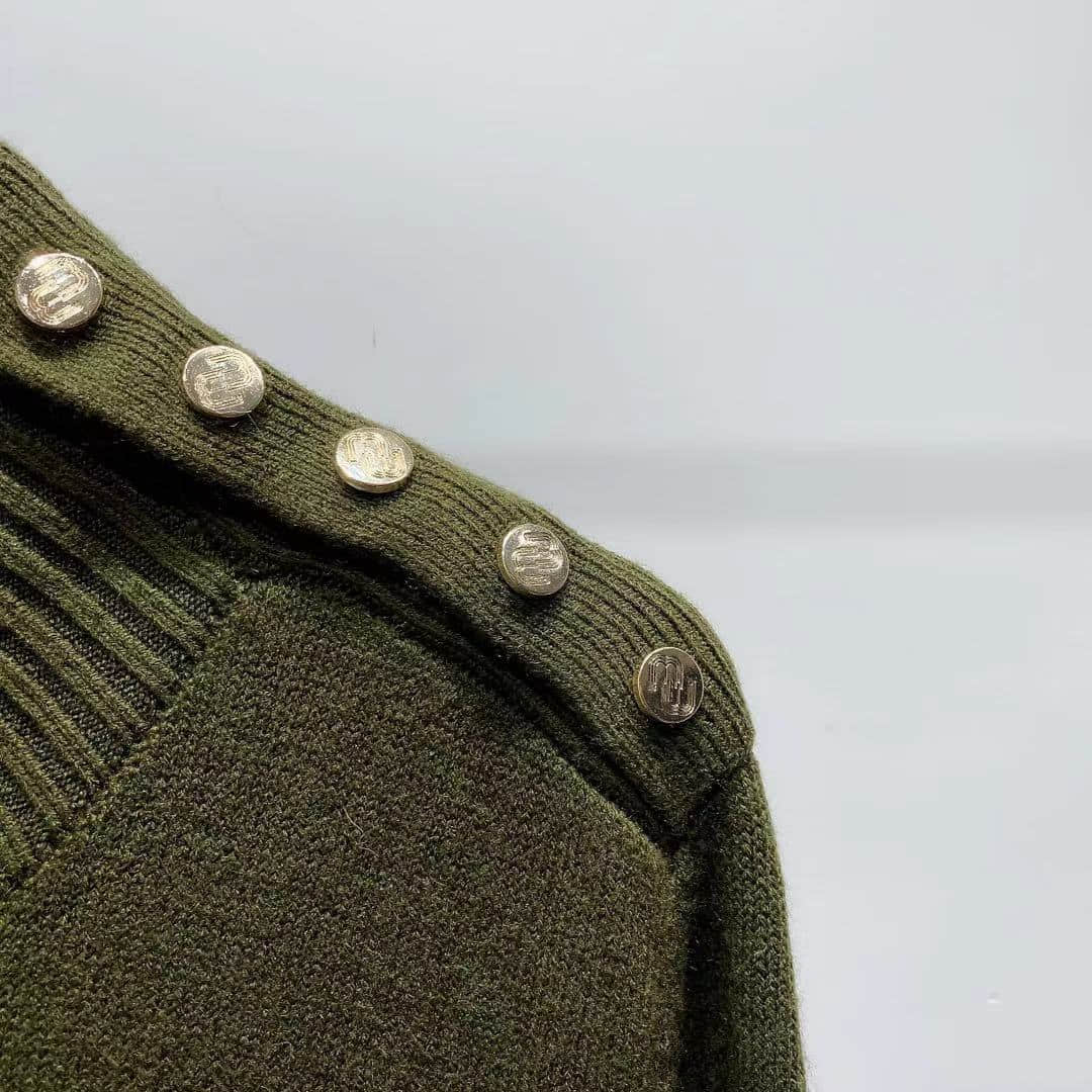 Women's green round neck knitted dress