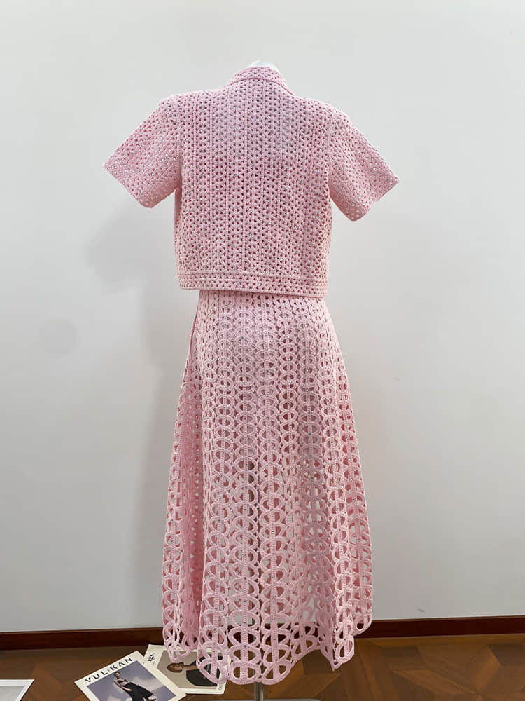 Women's elegant pink diamond two-piece suit