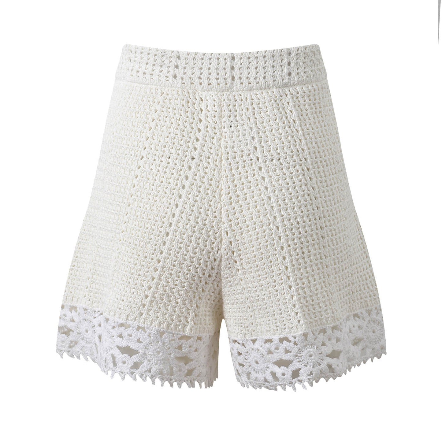 Women's white crew neck knitted two-piece suit