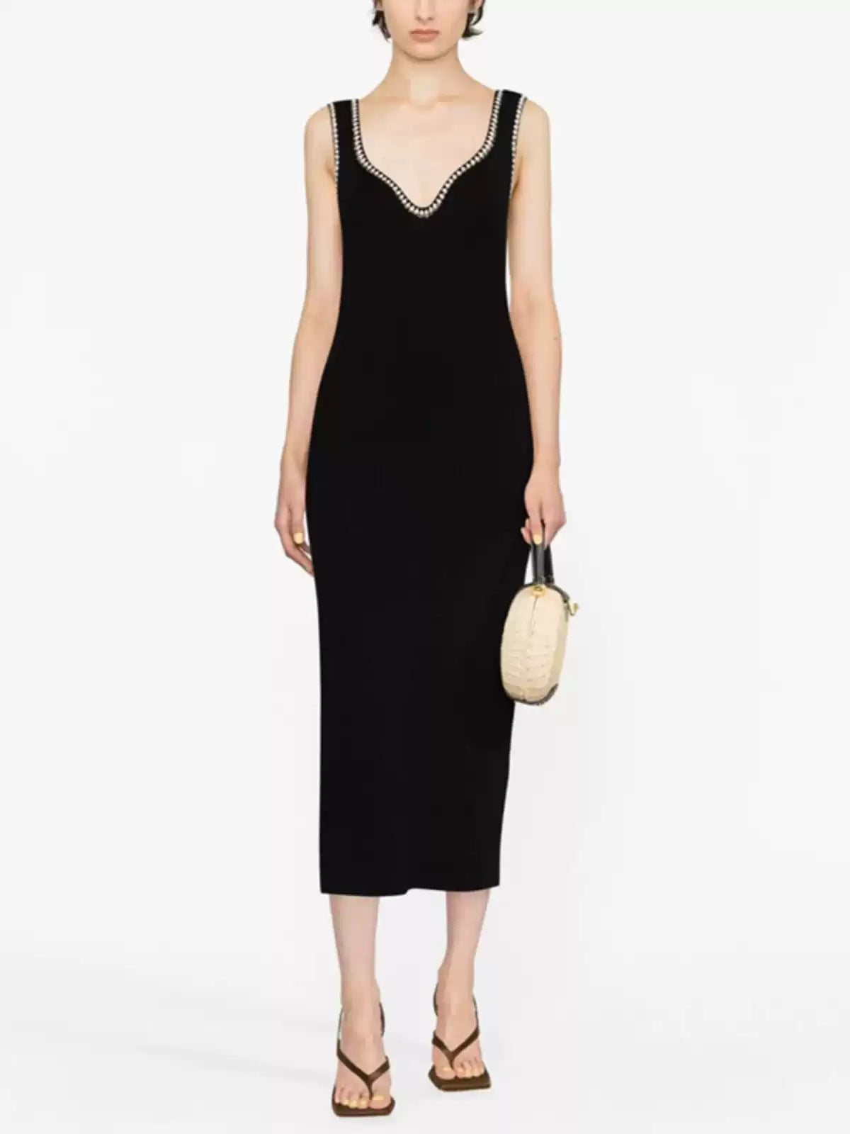Women's black sequined knitted dress