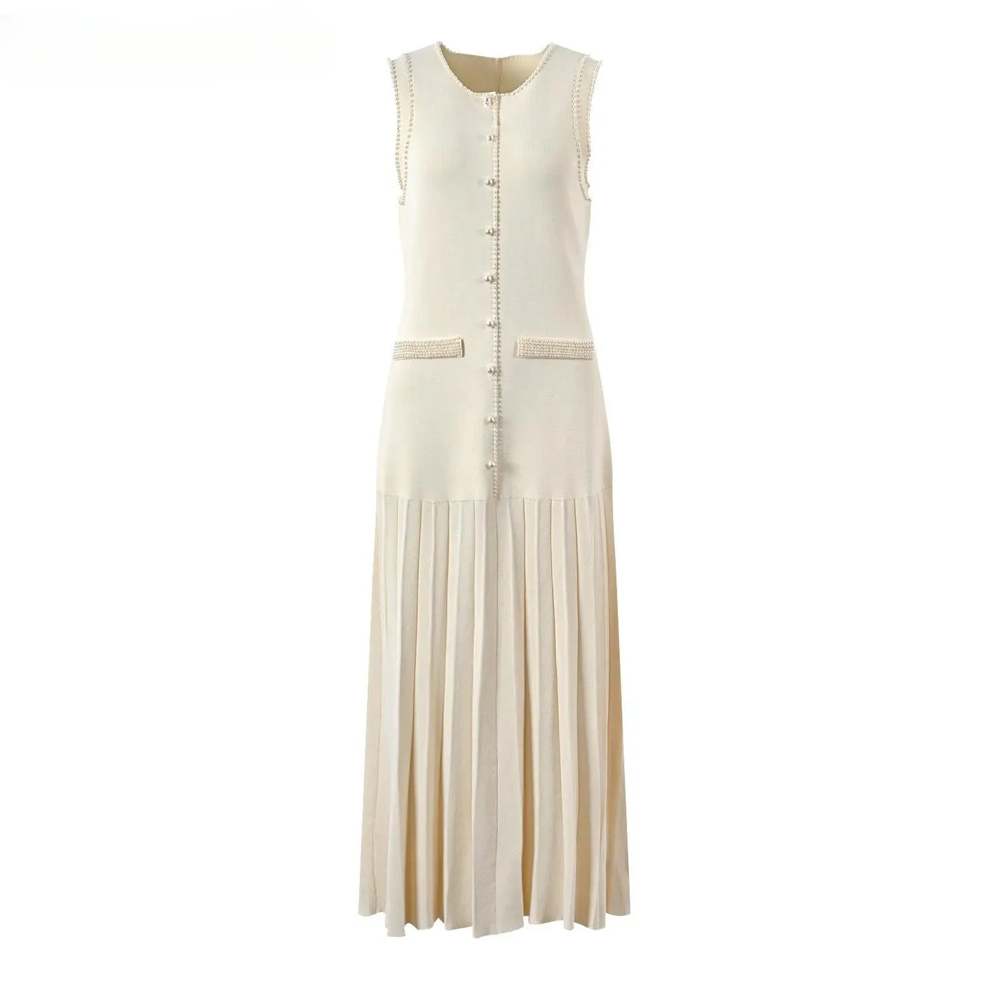 Lady Designed O-neckline Sleeveless Long Dress