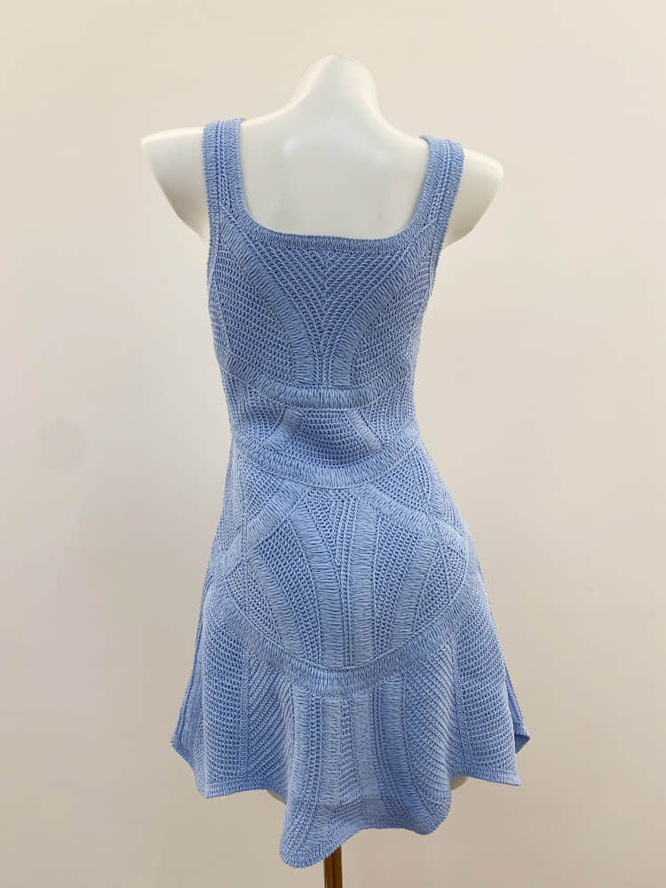 Blue sleeveless slim fit knitted dress