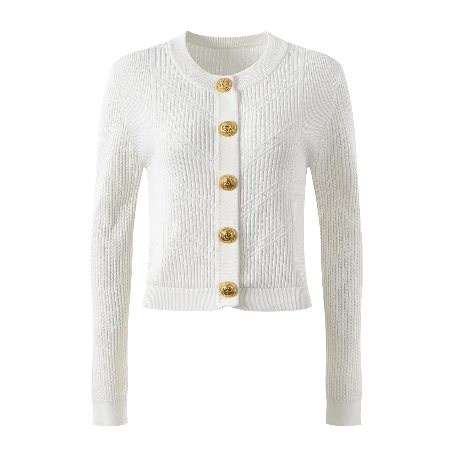 O-neck Long Sleeve Single-breasted Cardigan Mini A-line Skirt Women Knits 2Pcs