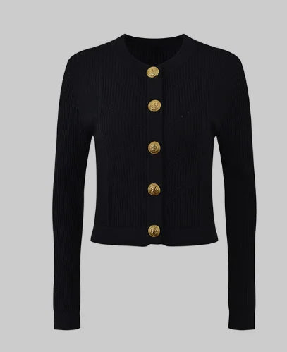 O-neck Long Sleeve Single-breasted Cardigan Mini A-line Skirt Women Knits 2Pcs