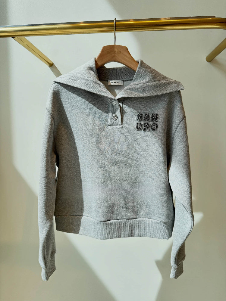 Women's gray long-sleeved pullover