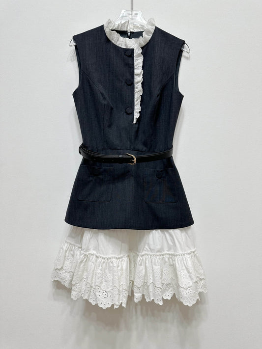 Black Lace Sleeveless Mini Dress