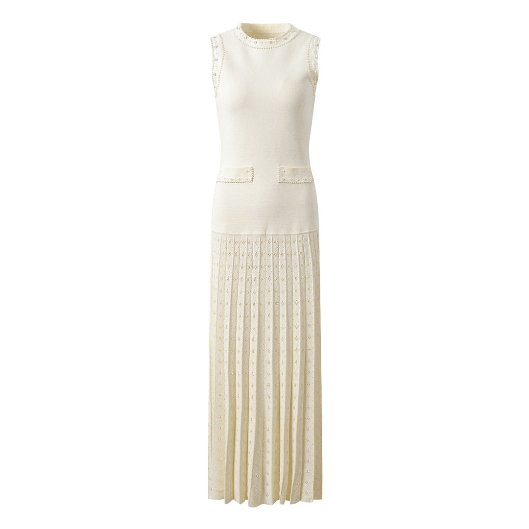 Women's white knitted sleeveless dresson Vestidos