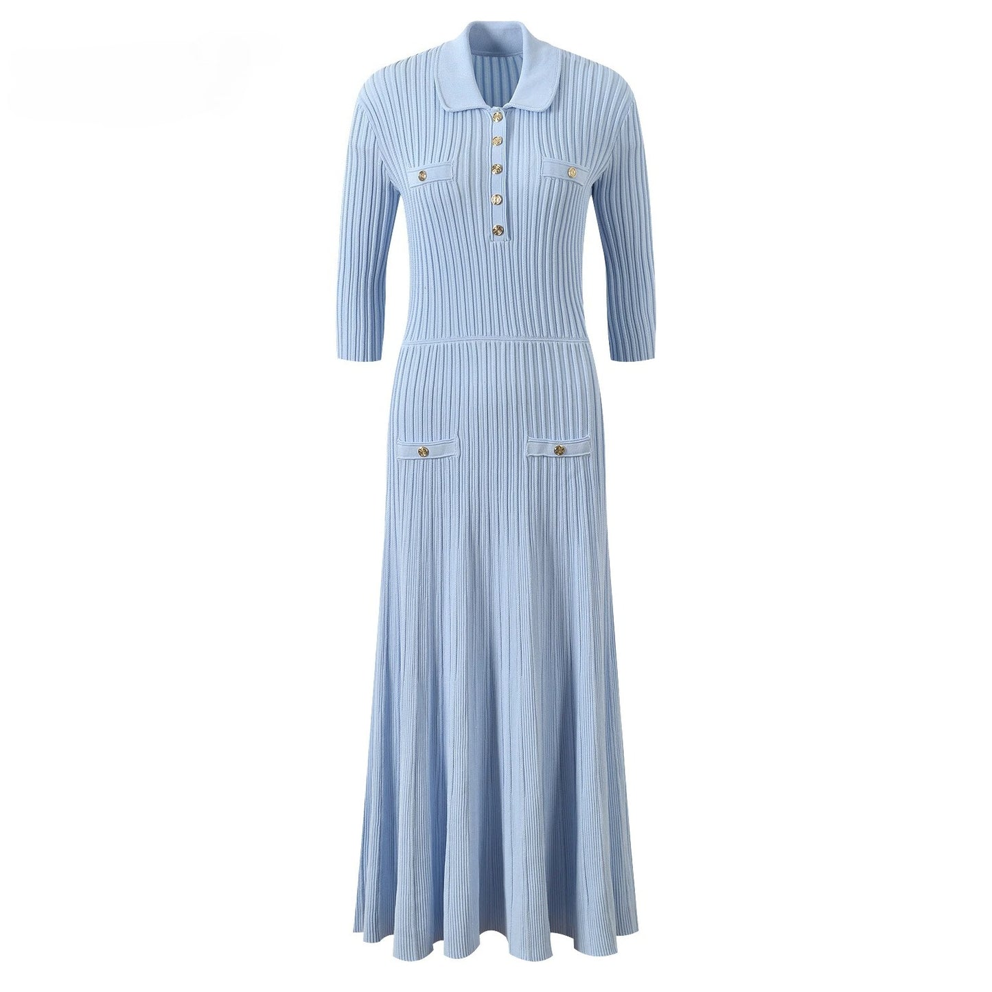 Women's blue knitted slim elegant dress
