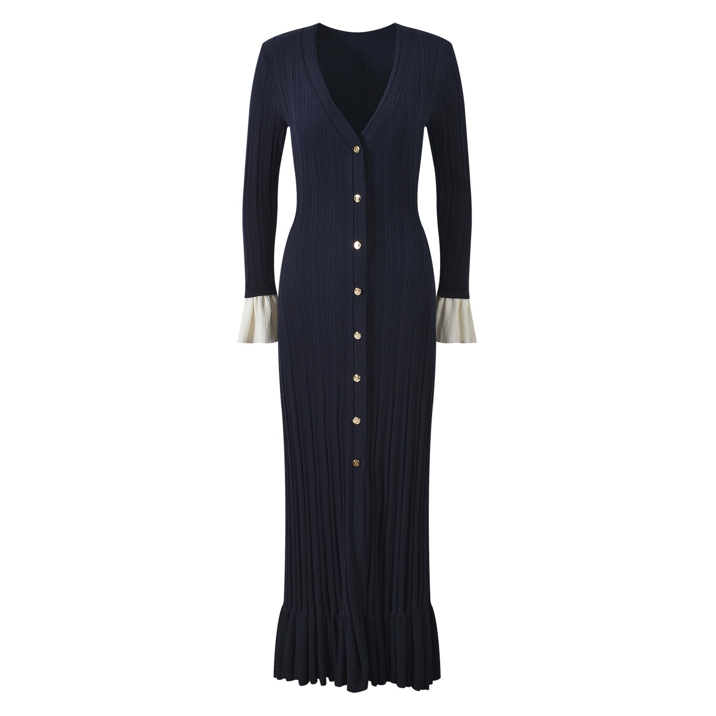 Women's long-sleeved patchwork knitted dress