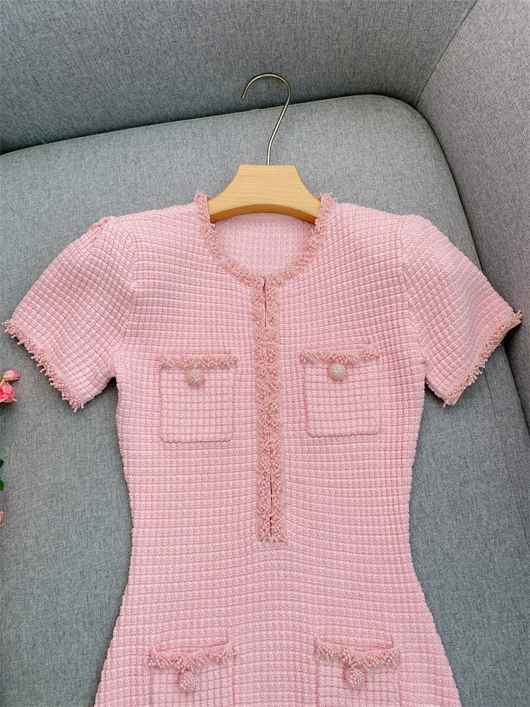2025 pink mini short sleeve dress