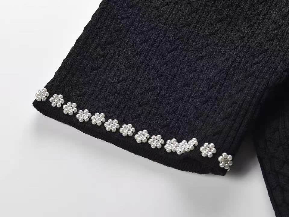 Women's Black Pearl Knitted Cardigan