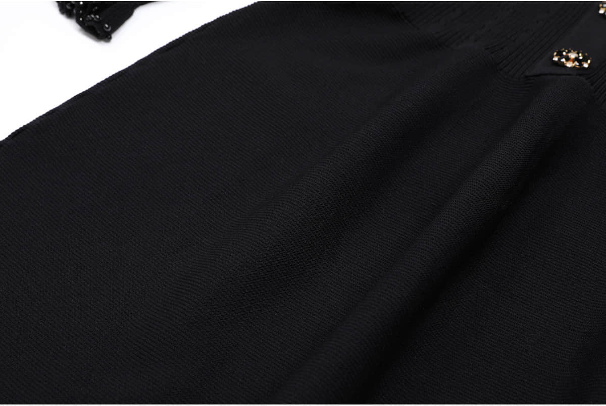 Black long sleeved knitted elegant dress