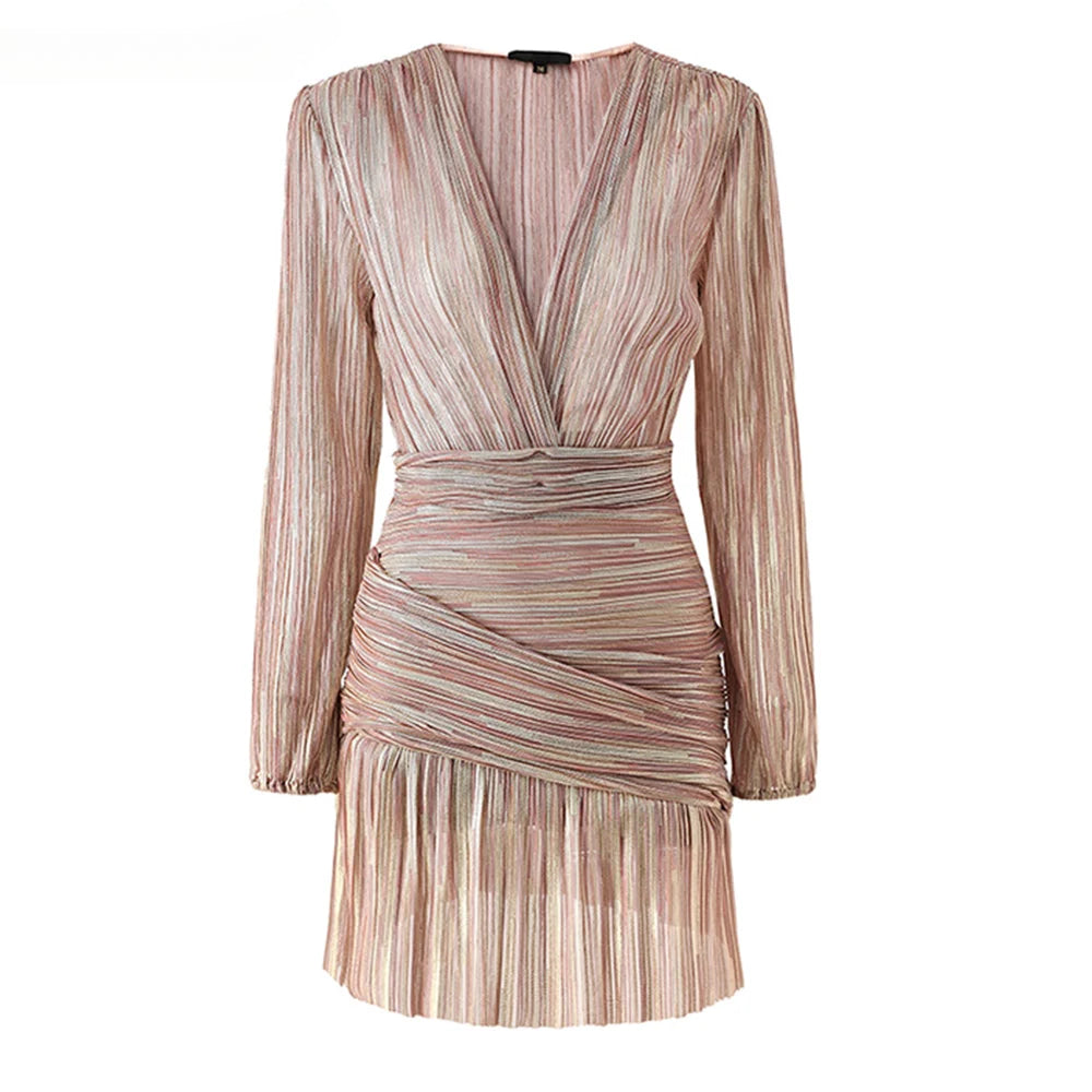 French Style Party Eneving Design Sexy V-neck Dress