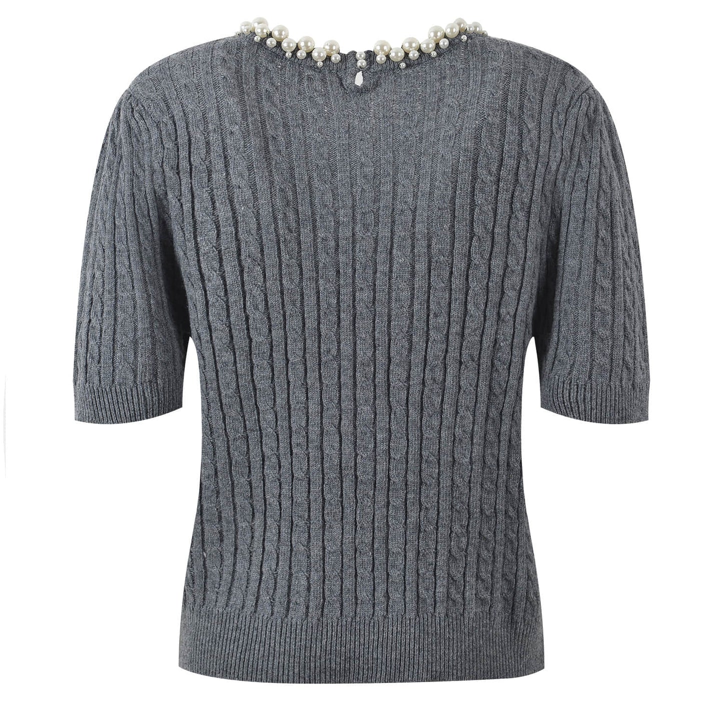 Gray diamond short-sleeved knit top