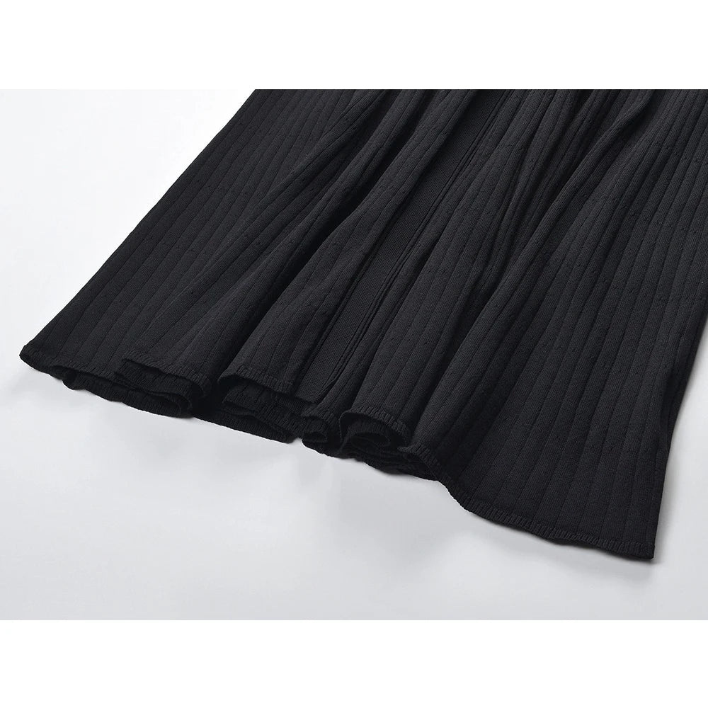 Long Sleeve High Slit Women Full Length Slim Knitting Dress