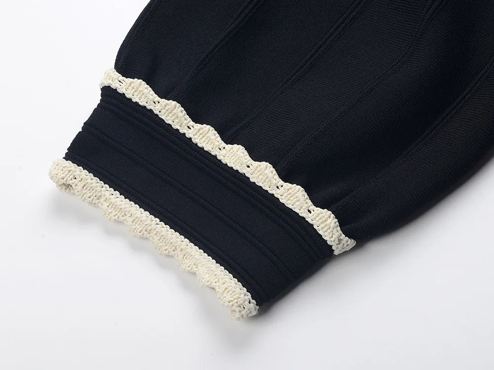 Short Sleeve Colorblock Wear Women Knit Mini A-line Dress