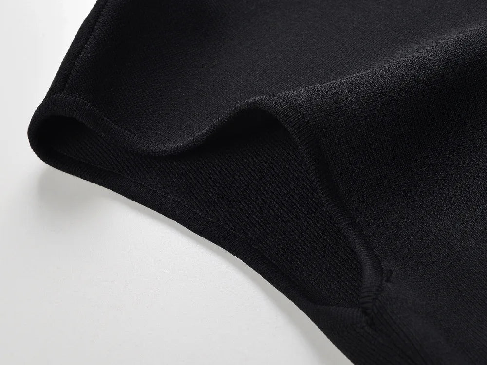 Women Designed Hollow Out Summer Sleeveless V-neckline Women Knitted Fitted And Flare Ladies Solid Fashion Long Dresses