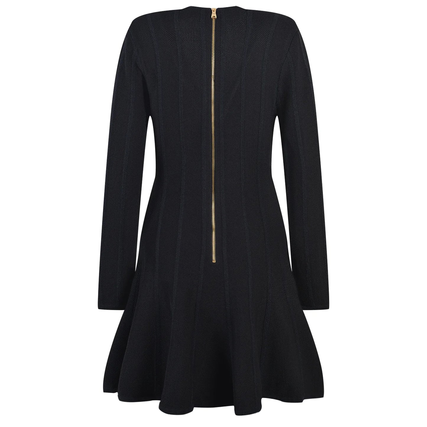 Women Luxury Design V-neck Long Slevee Fall 2025 Lady Knit A-line Dress