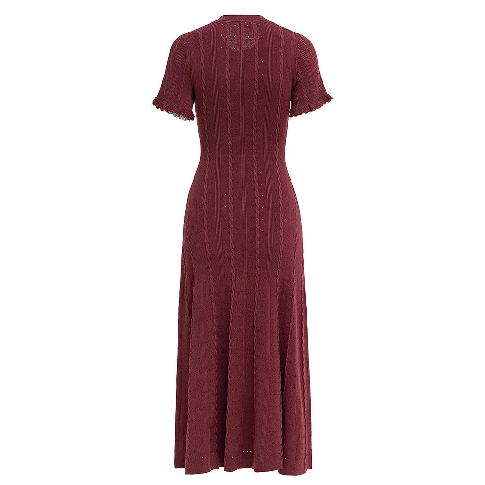 2025 New Arrival Elegant Short Sleeve Women Knit Dress