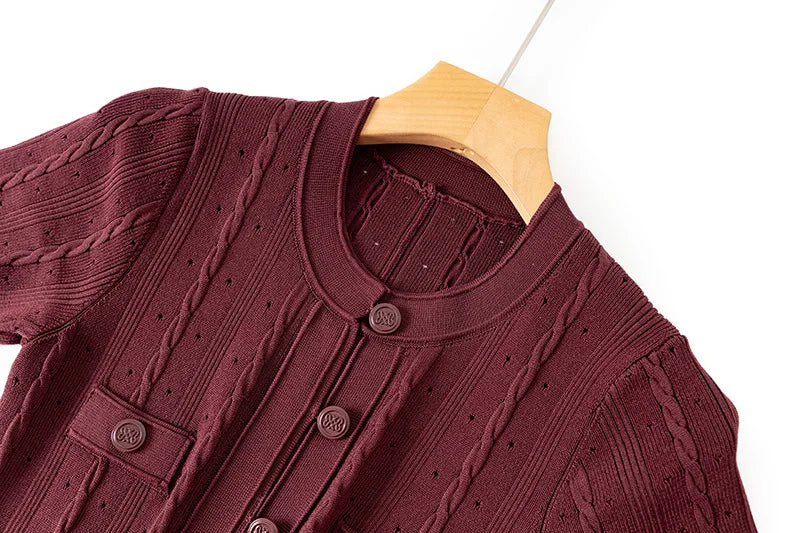 2025 New Arrival Elegant Short Sleeve Women Knit Dress