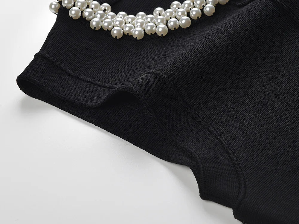 O-neckline Sleeveless Short Mini Knitted Dress For Women