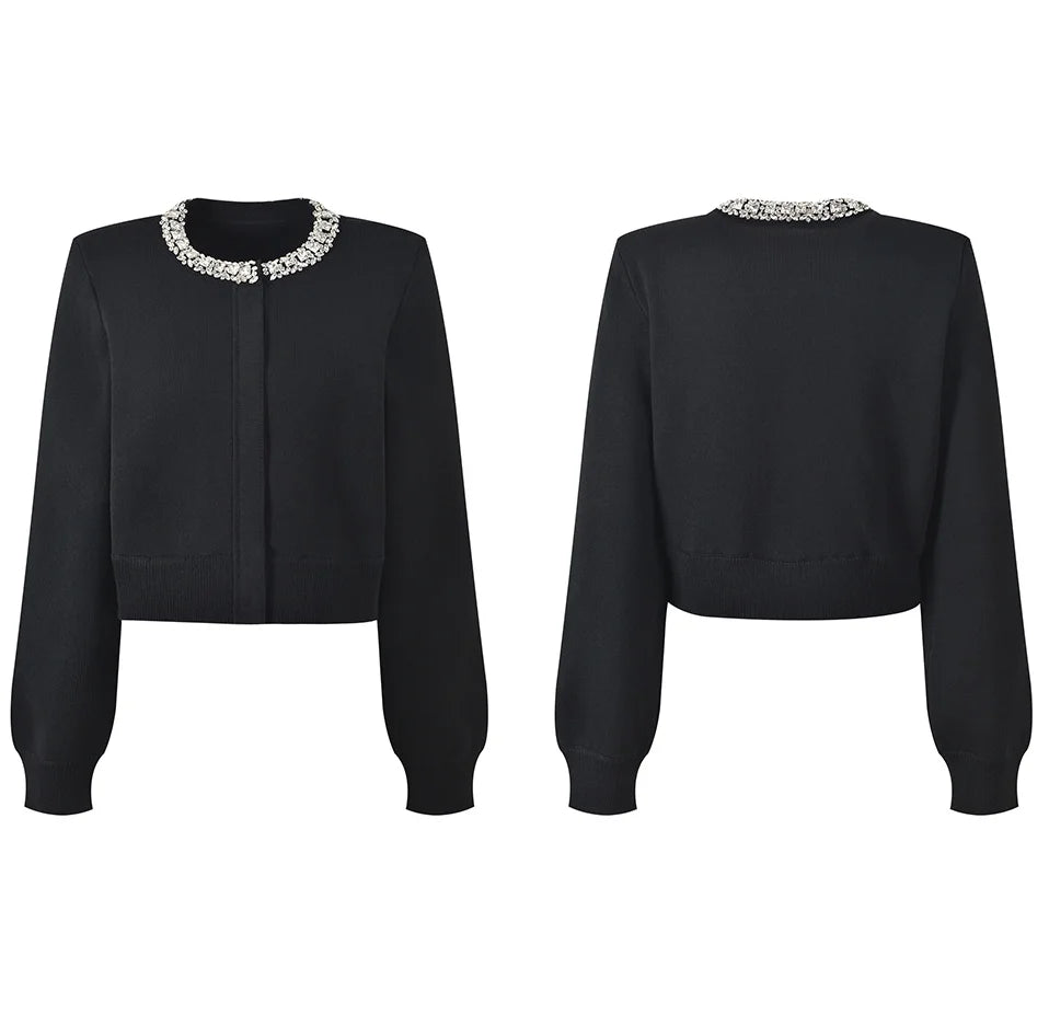 O-neck Cardigan A-line Mini Skirt Women Solid 2Pcs