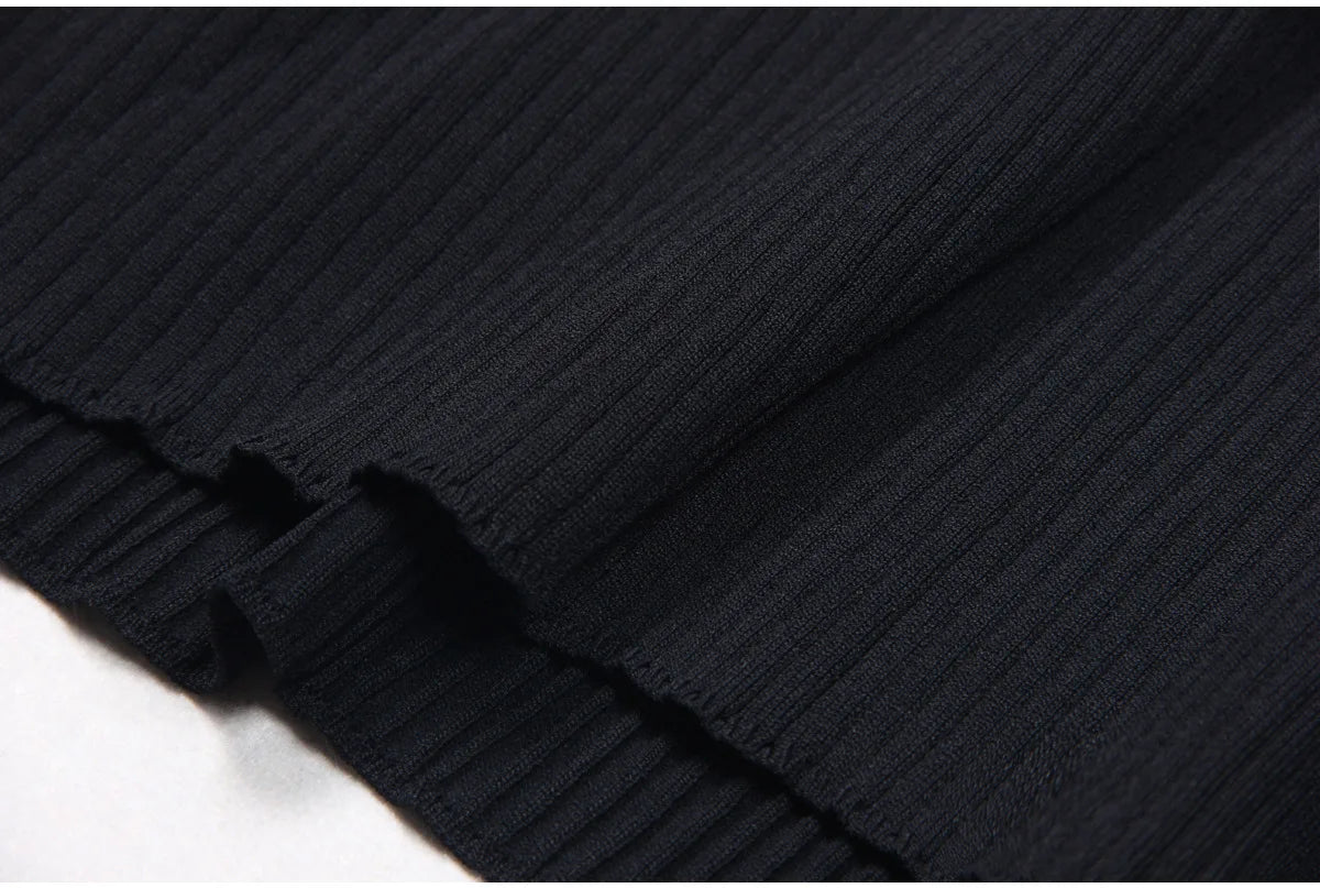 Lady Summer Designed Colorblock O-neckline Outwear Women Knitted Elegant A-line Long Dresses