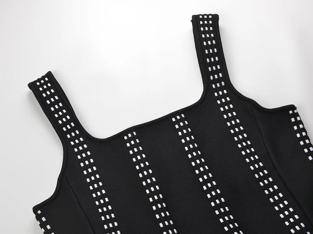 New Arrival 2025 Summer Striped Lady Wear Women Sweet Sexy Tank Knit Mini Dress