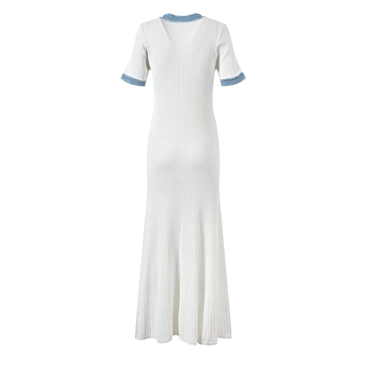 Short Sleeve Bodycon Ladies Fashion Single-breasted Maxi Dresses