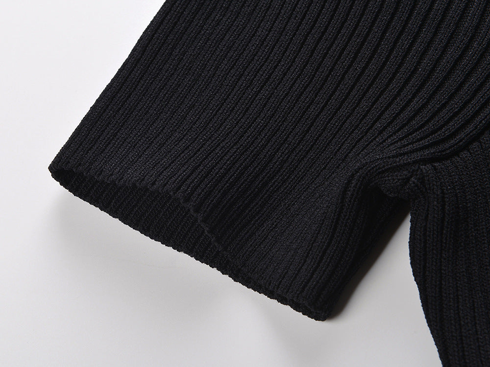 Women's black short-sleeved dress