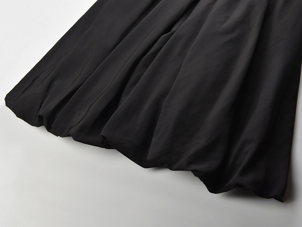 Women's black short-sleeved dress