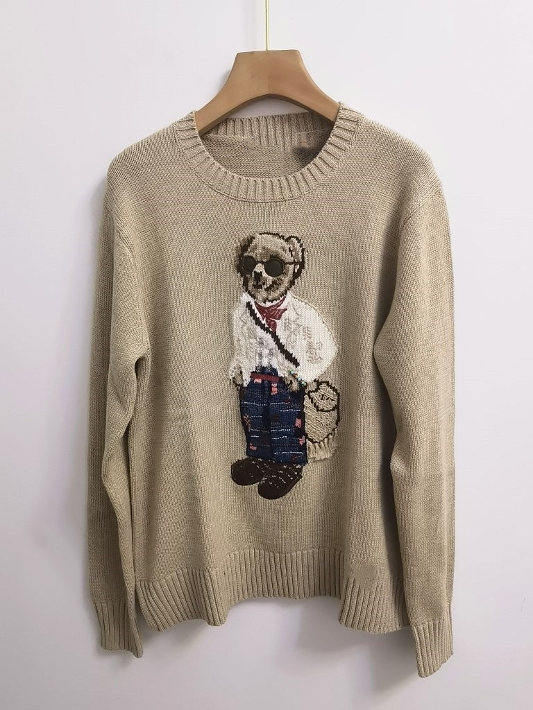 Women's embroidered long-sleeved knitted sweater