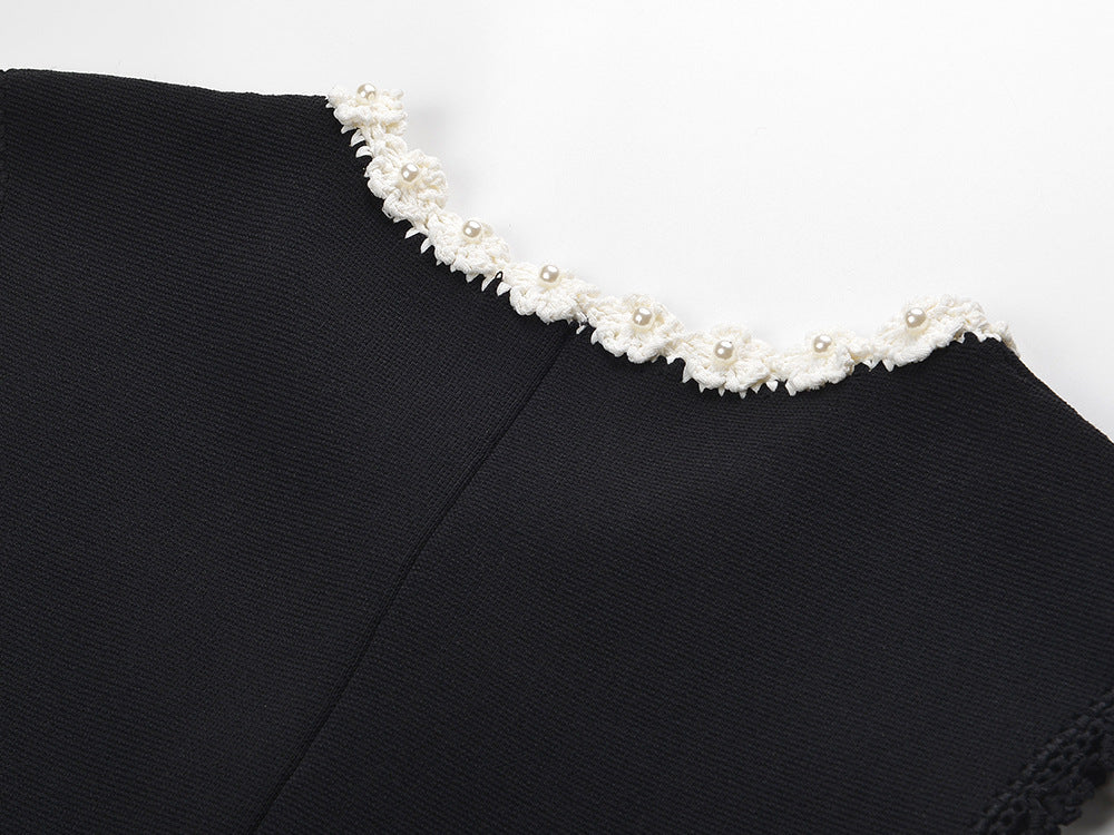 Women's black knitted sleeveless knitted slim fit dress