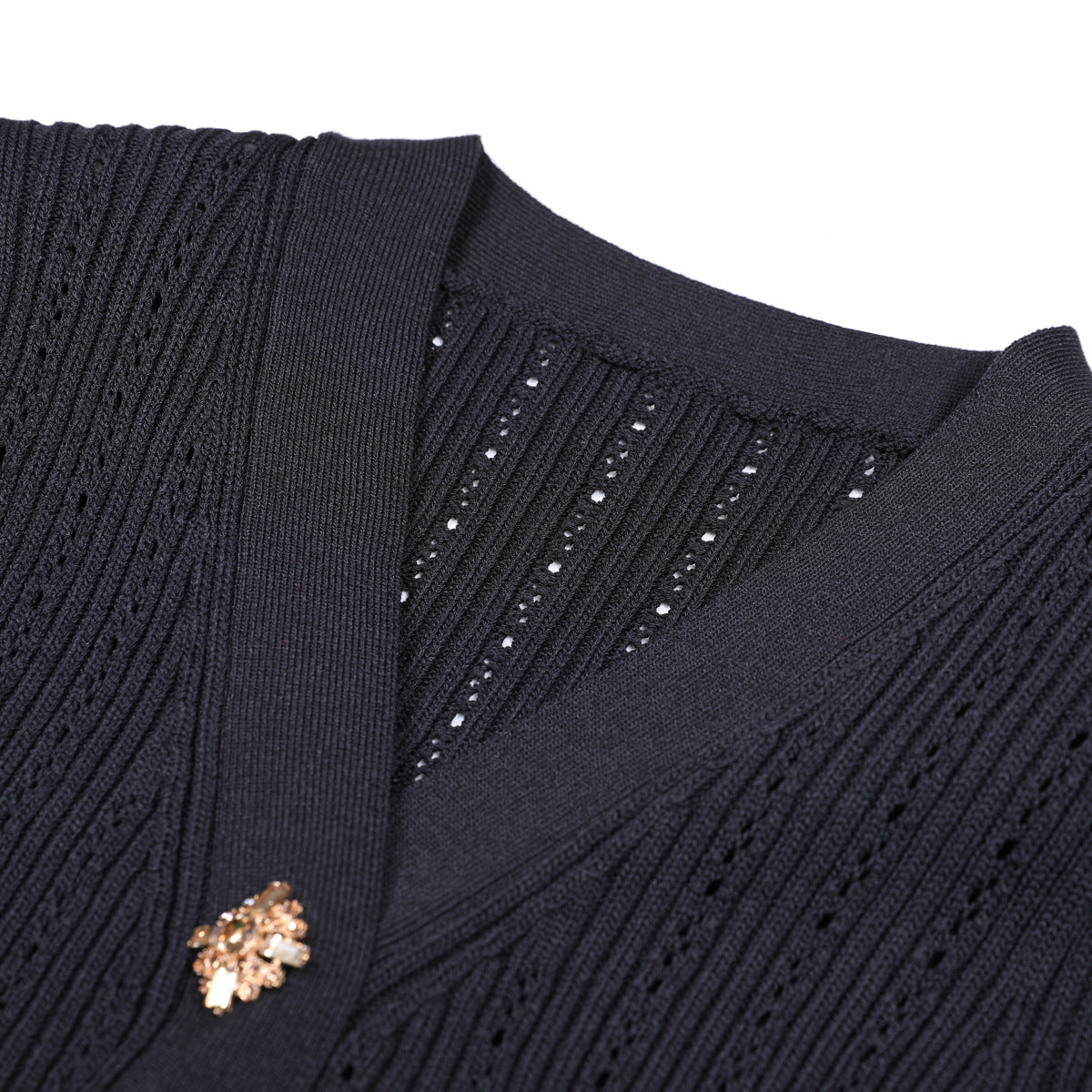 Women's V-neck knitted long-sleeved dress