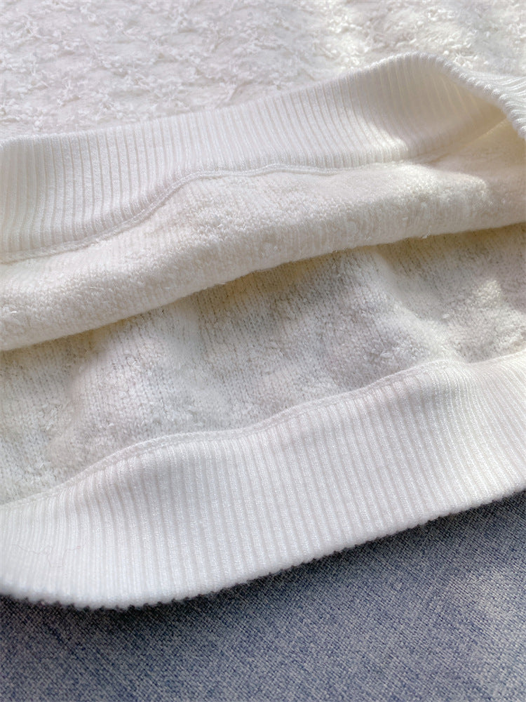 Women's white knitted three-piece suit