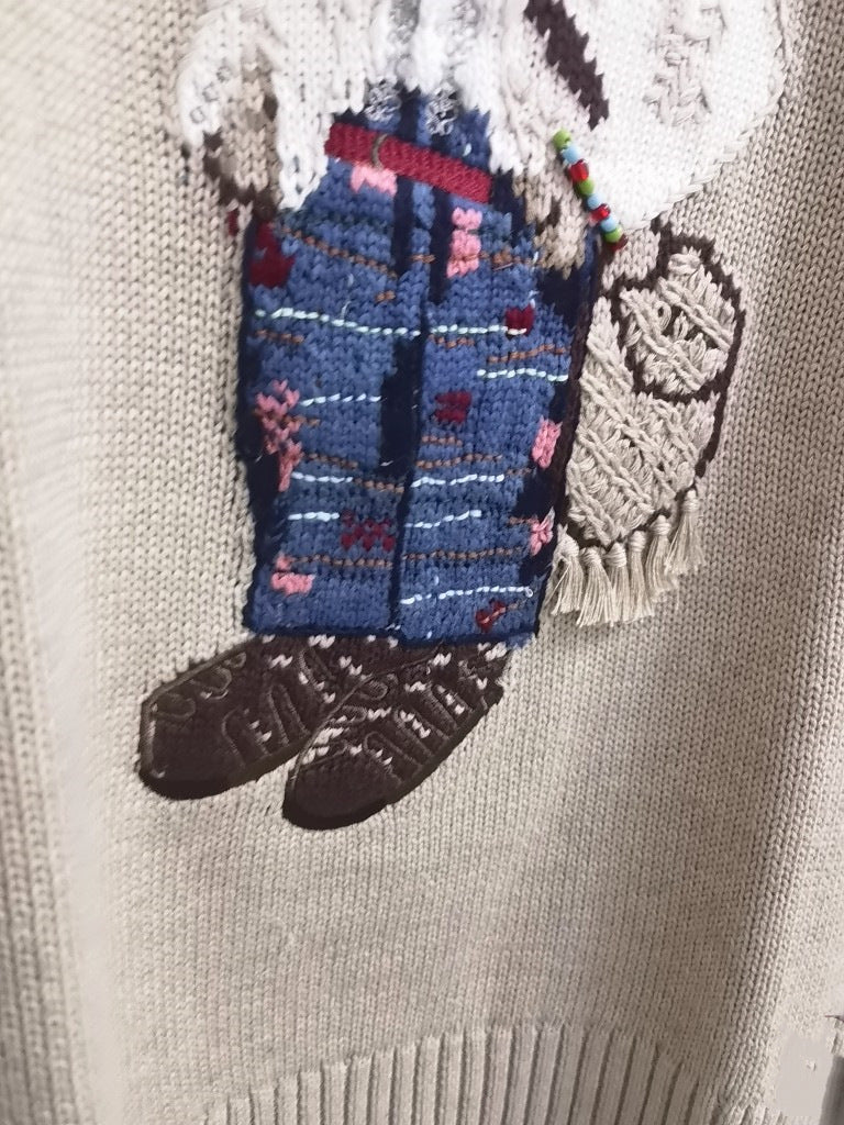 Women's embroidered long-sleeved knitted sweater