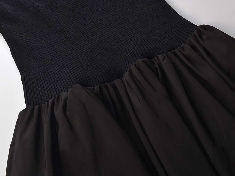 Women's black short-sleeved dress