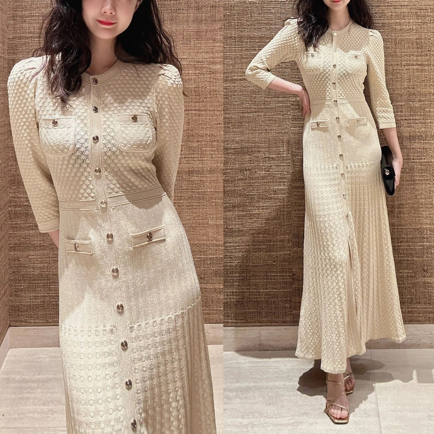 Women's three-quarter sleeve knitted dress