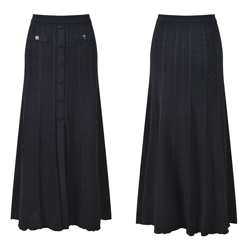 Black casual knitted two-piece set
