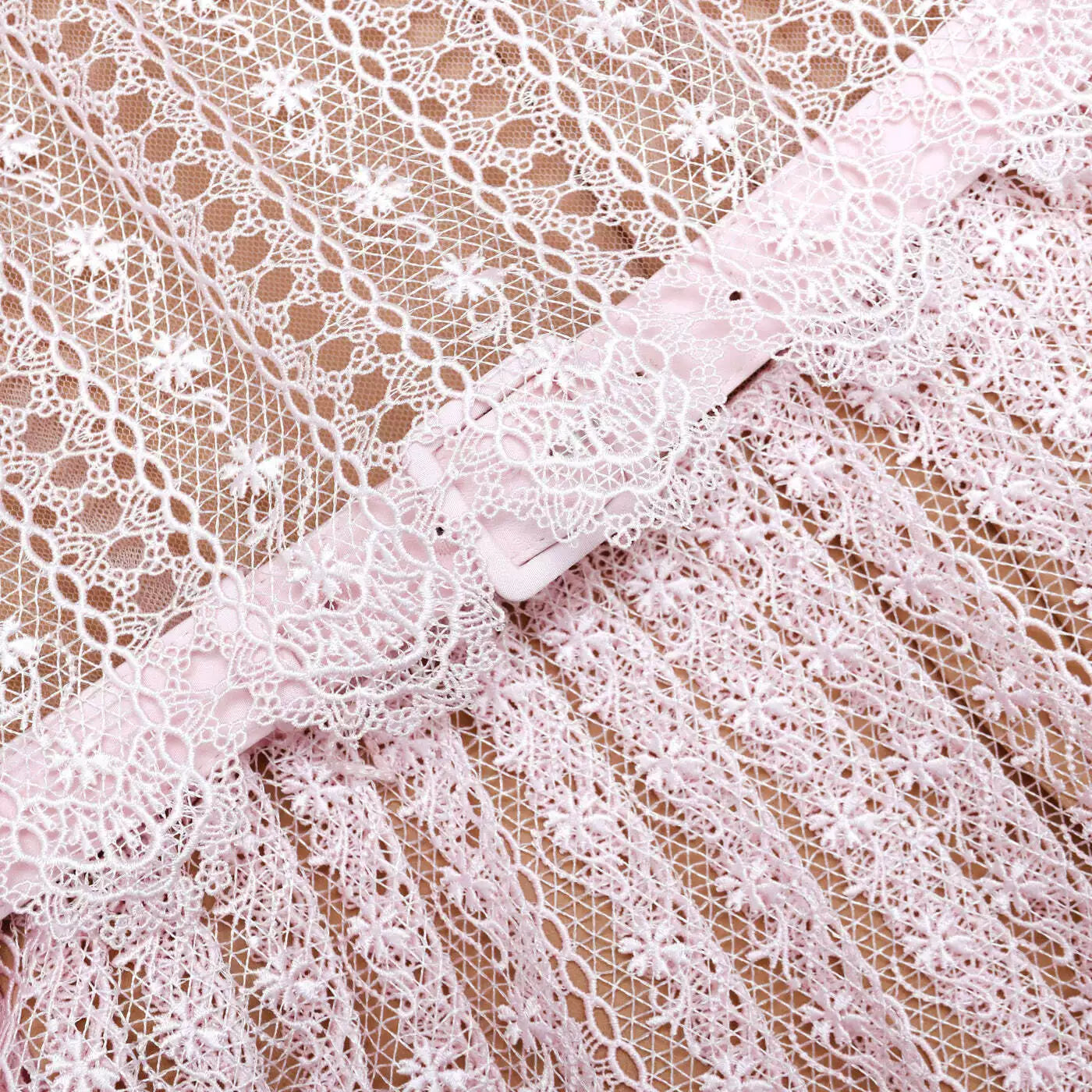 Woman pink lace elegant dress