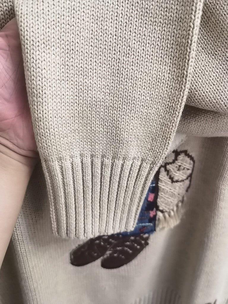 Women's embroidered long-sleeved knitted sweater
