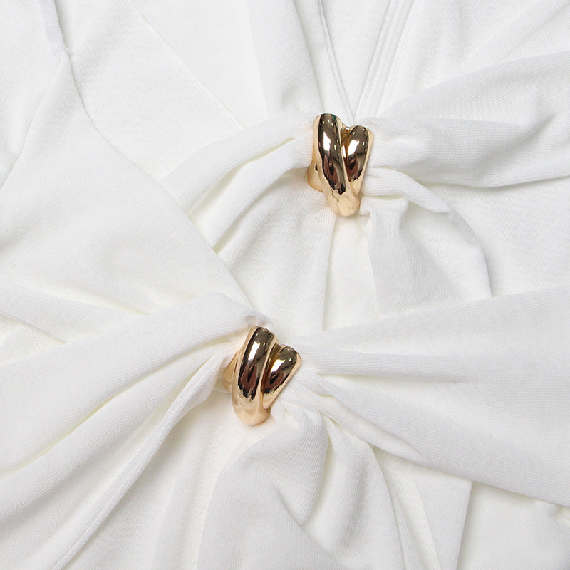 Women's elegant white fitted party dress