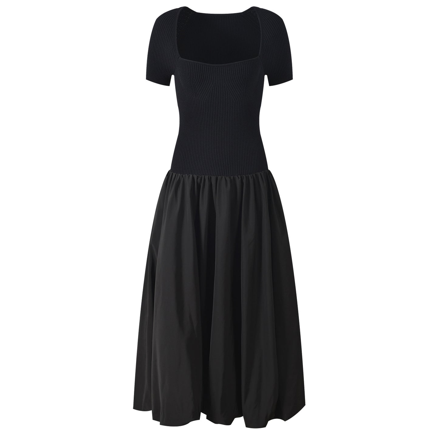 Women's black short-sleeved dress