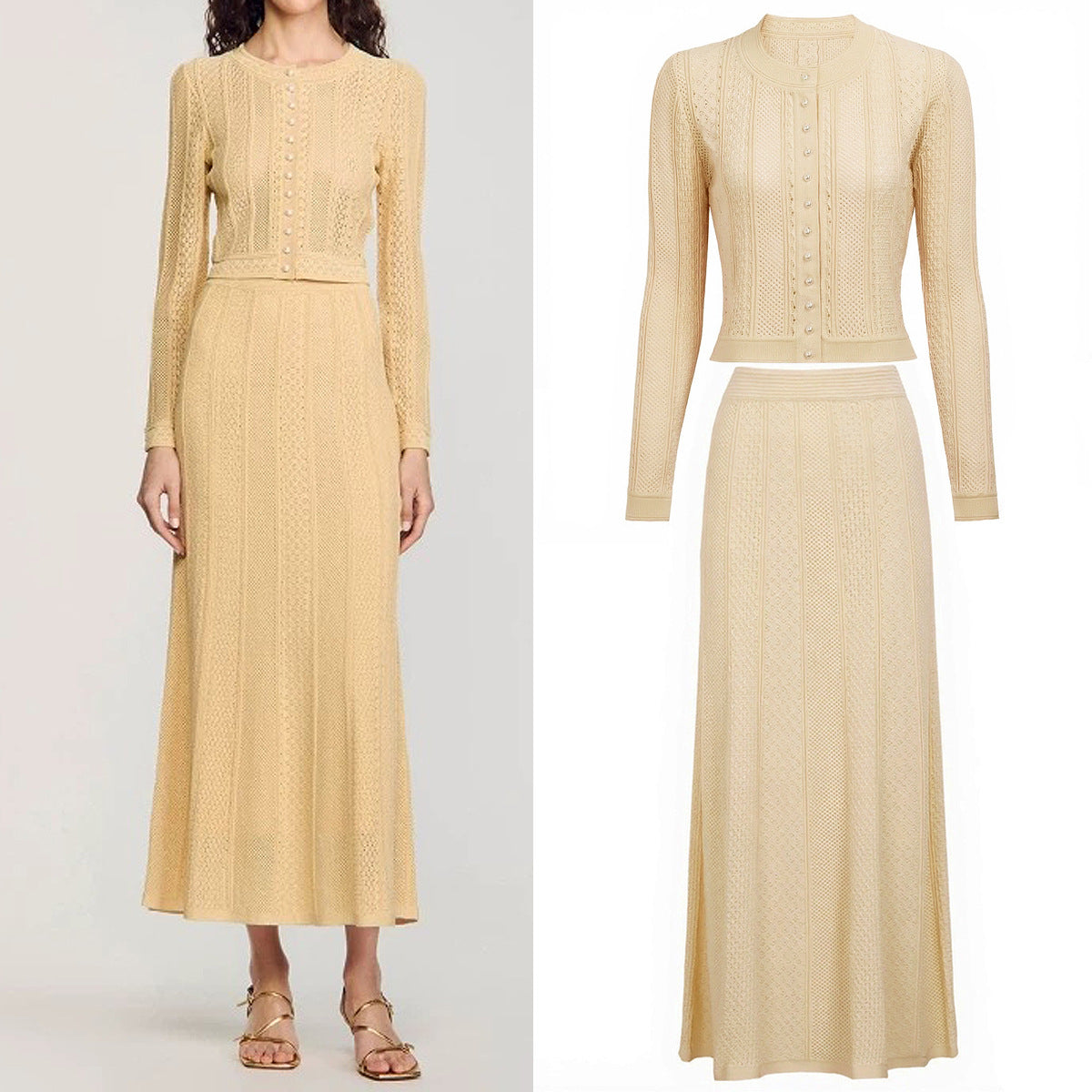 Women's knitted elegant two-piece suit