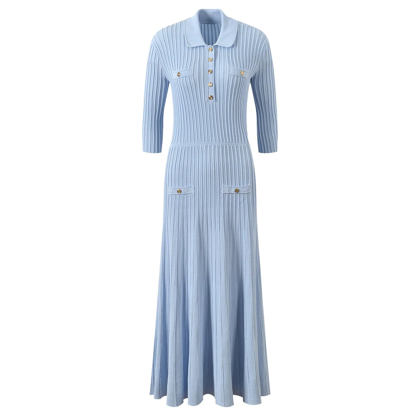 Women's blue knitted slim elegant dress