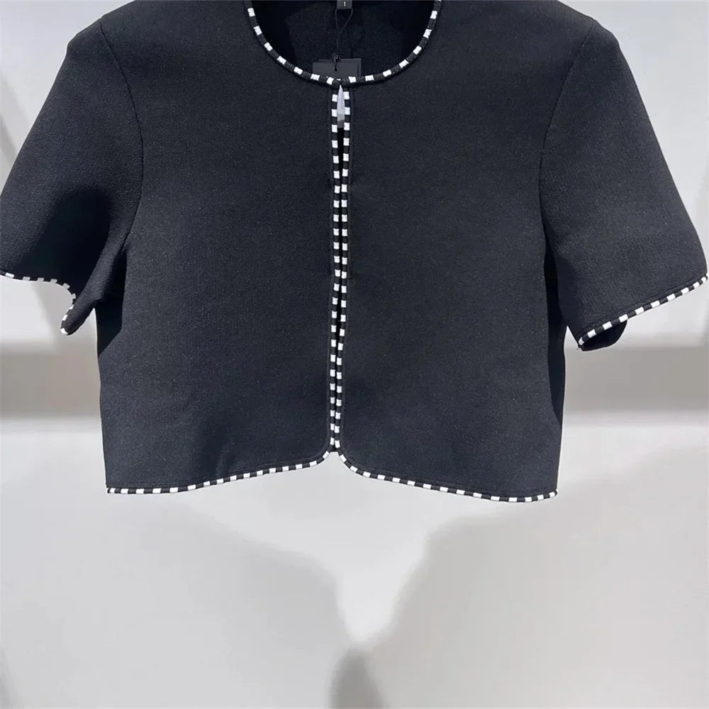 Women's black embroidered two-piece suit