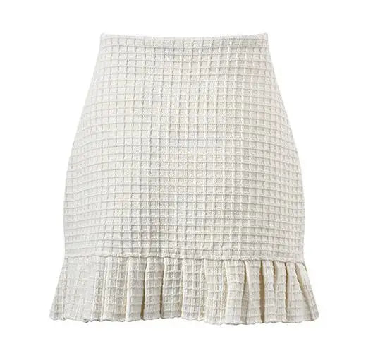 O-neck Single-breasted Cardigan Slim Mini Skirt Women Solid 2Pcs