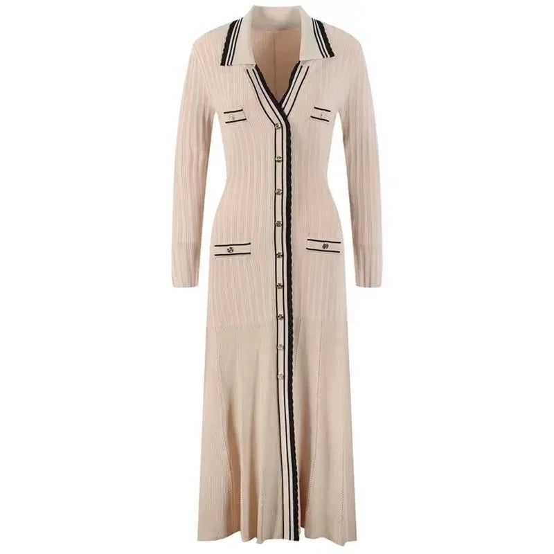Women's elegant long sleeve knitted dress