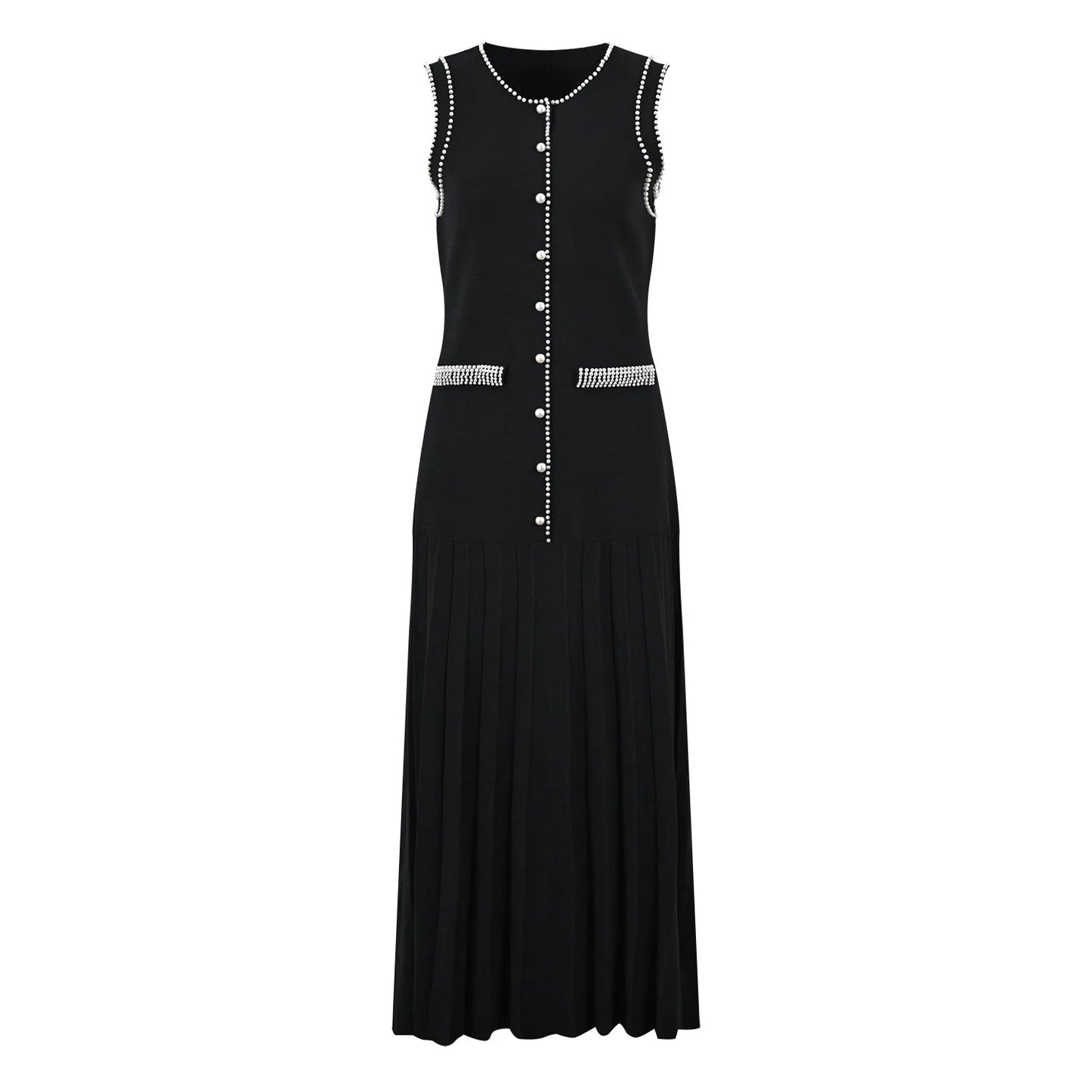 Lady Designed O-neckline Sleeveless Long Dress